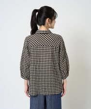 NGBGE42250 GIANNI LO GIUDICE(ジャンニ ロ ジュディチェ) [洗える]リネンコットンギンガムチェックブラウス ブラウン