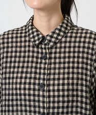 NGBGE42250 GIANNI LO GIUDICE(ジャンニ ロ ジュディチェ) [洗える]リネンコットンギンガムチェックブラウス ブラウン