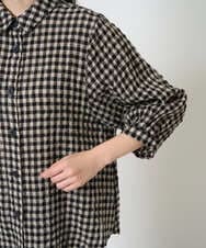 NGBGE42250 GIANNI LO GIUDICE(ジャンニ ロ ジュディチェ) [洗える]リネンコットンギンガムチェックブラウス ブラウン