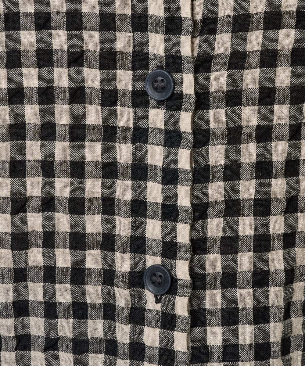 NGBGE42250 GIANNI LO GIUDICE(ジャンニ ロ ジュディチェ) [洗える]リネンコットンギンガムチェックブラウス ブラウン