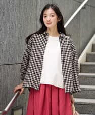 NGBGE42250 GIANNI LO GIUDICE(ジャンニ ロ ジュディチェ) [洗える]リネンコットンギンガムチェックブラウス ブラウン