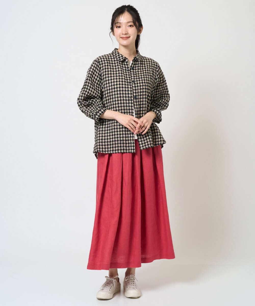 NGBGE42250 GIANNI LO GIUDICE(ジャンニ ロ ジュディチェ) [洗える]リネンコットンギンガムチェックブラウス ブラウン