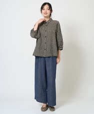 NGBGE42250 GIANNI LO GIUDICE(ジャンニ ロ ジュディチェ) [洗える]リネンコットンギンガムチェックブラウス ブラウン