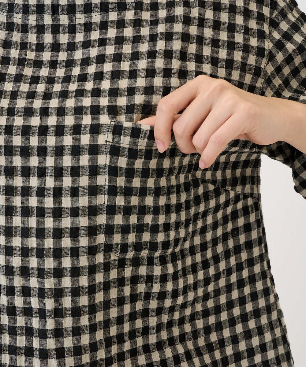 NGBGE43230 GIANNI LO GIUDICE(ジャンニ ロ ジュディチェ) [洗える]リネンコットンギンガムチェックブラウス ブラック