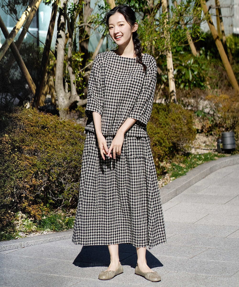 NGBGE43230 GIANNI LO GIUDICE(ジャンニ ロ ジュディチェ) [洗える]リネンコットンギンガムチェックブラウス ブラック