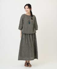 NGBGE43230 GIANNI LO GIUDICE(ジャンニ ロ ジュディチェ) [洗える]リネンコットンギンガムチェックブラウス ブラック