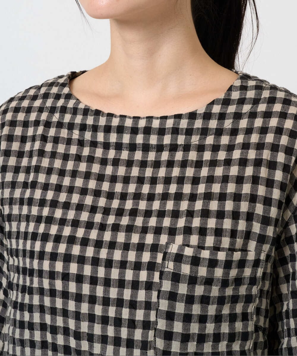 NGBGE43230 GIANNI LO GIUDICE(ジャンニ ロ ジュディチェ) [洗える]リネンコットンギンガムチェックブラウス ブラック
