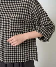 NGBGE43230 GIANNI LO GIUDICE(ジャンニ ロ ジュディチェ) [洗える]リネンコットンギンガムチェックブラウス ブラック