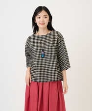 NGBGE43230 GIANNI LO GIUDICE(ジャンニ ロ ジュディチェ) [洗える]リネンコットンギンガムチェックブラウス ブラック