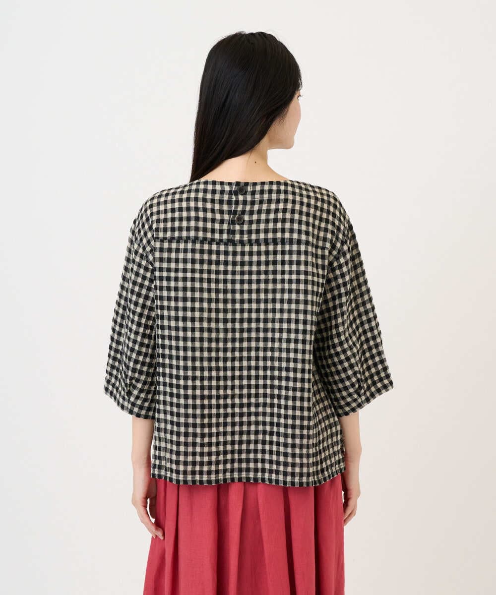 NGBGE43230 GIANNI LO GIUDICE(ジャンニ ロ ジュディチェ) [洗える]リネンコットンギンガムチェックブラウス ブラック