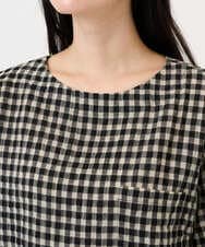 NGBGE43230 GIANNI LO GIUDICE(ジャンニ ロ ジュディチェ) [洗える]リネンコットンギンガムチェックブラウス ブラック