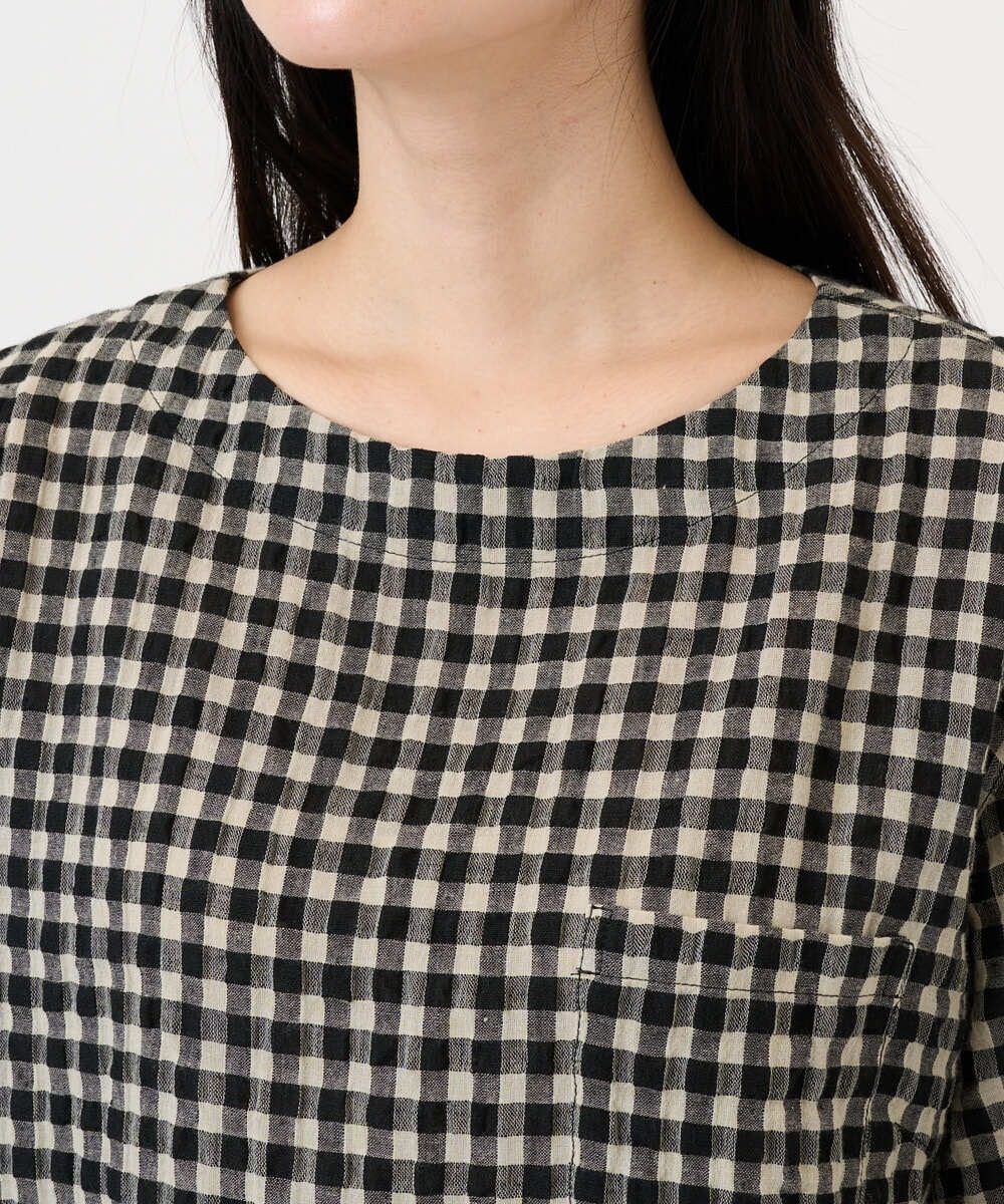 NGBGE43230 GIANNI LO GIUDICE(ジャンニ ロ ジュディチェ) [洗える]リネンコットンギンガムチェックブラウス ブラック