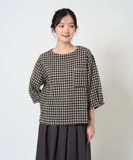 NGBGE43230 GIANNI LO GIUDICE(ジャンニ ロ ジュディチェ) [洗える]リネンコットンギンガムチェックブラウス ブラック