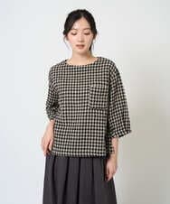 NGBGE43230 GIANNI LO GIUDICE(ジャンニ ロ ジュディチェ) [洗える]リネンコットンギンガムチェックブラウス ブラック