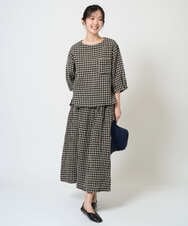 NGBGE43230 GIANNI LO GIUDICE(ジャンニ ロ ジュディチェ) [洗える]リネンコットンギンガムチェックブラウス ブラック