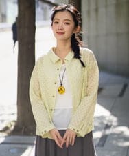 NGBGE45250 GIANNI LO GIUDICE(ジャンニ ロ ジュディチェ) [洗える]塩縮加工ダイヤ柄ブラウス ライトイエロー