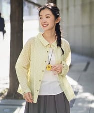 NGBGE45250 GIANNI LO GIUDICE(ジャンニ ロ ジュディチェ) [洗える]塩縮加工ダイヤ柄ブラウス ライトイエロー