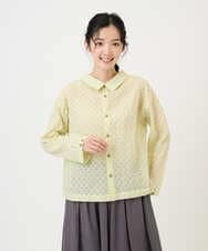 NGBGE45250 GIANNI LO GIUDICE(ジャンニ ロ ジュディチェ) [洗える]塩縮加工ダイヤ柄ブラウス ライトイエロー