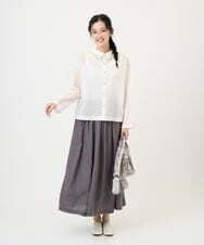 NGBGE45250 GIANNI LO GIUDICE(ジャンニ ロ ジュディチェ) [洗える]塩縮加工ダイヤ柄ブラウス ライトブルー