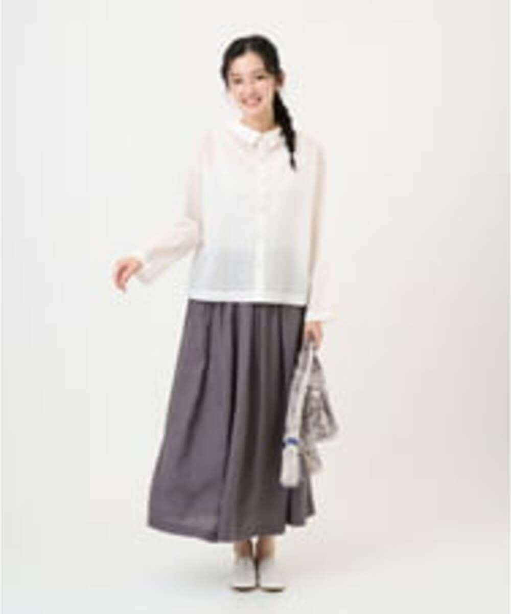 NGBGE45250 GIANNI LO GIUDICE(ジャンニ ロ ジュディチェ) [洗える]塩縮加工ダイヤ柄ブラウス ライトブルー