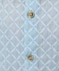 NGBGE45250 GIANNI LO GIUDICE(ジャンニ ロ ジュディチェ) [洗える]塩縮加工ダイヤ柄ブラウス ライトブルー