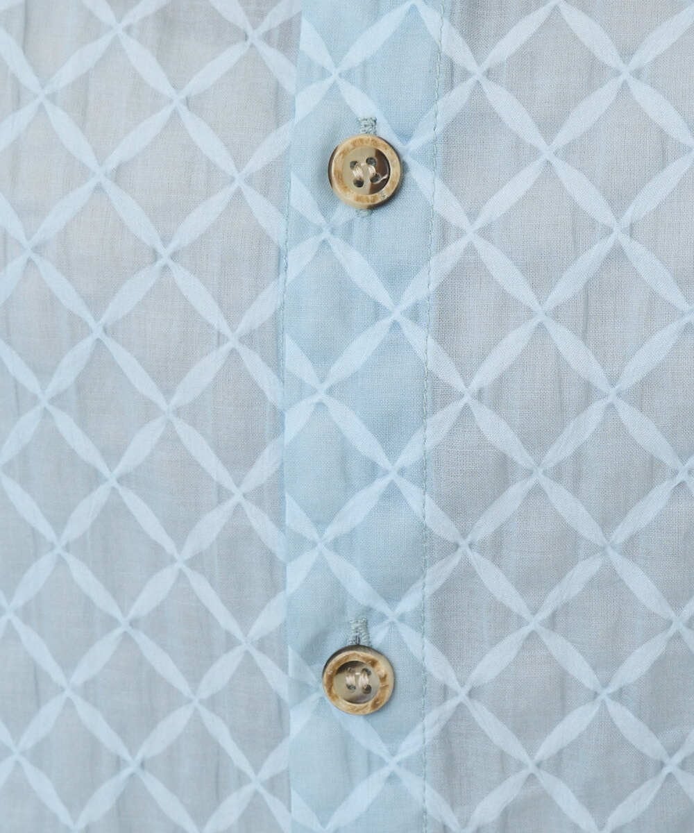 NGBGE45250 GIANNI LO GIUDICE(ジャンニ ロ ジュディチェ) [洗える]塩縮加工ダイヤ柄ブラウス ライトブルー