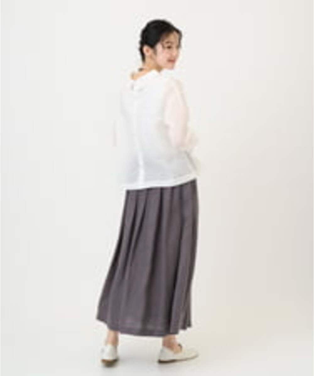 NGBGE45250 GIANNI LO GIUDICE(ジャンニ ロ ジュディチェ) [洗える]塩縮加工ダイヤ柄ブラウス ライトブルー