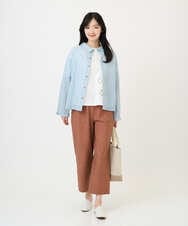 NGBGE45250 GIANNI LO GIUDICE(ジャンニ ロ ジュディチェ) [洗える]塩縮加工ダイヤ柄ブラウス ライトブルー