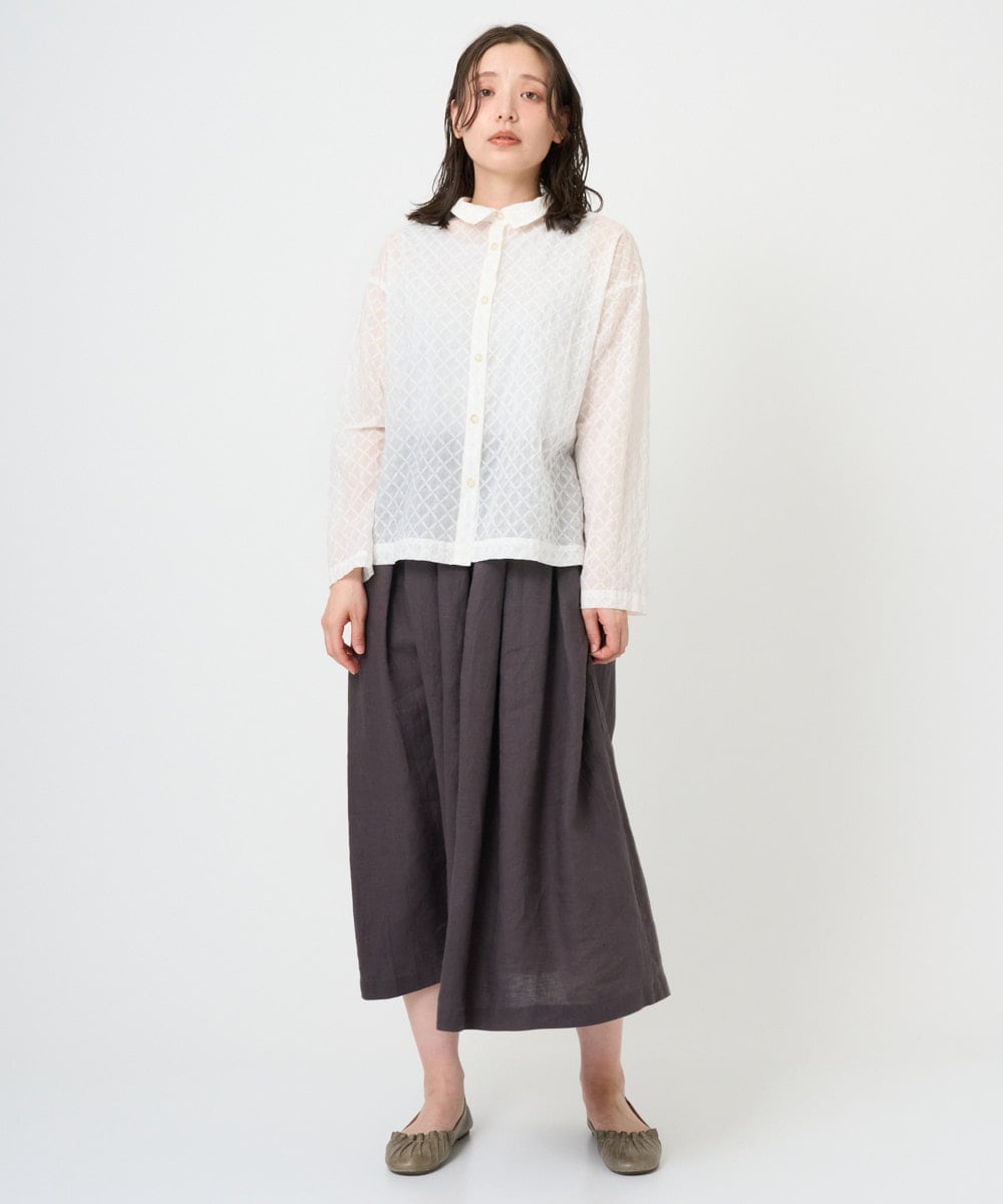 NGBGE45250 GIANNI LO GIUDICE(ジャンニ ロ ジュディチェ) [洗える]塩縮加工ダイヤ柄ブラウス ライトブルー