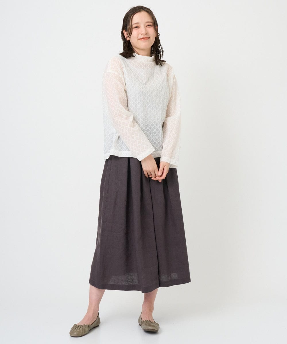 NGBGE45250 GIANNI LO GIUDICE(ジャンニ ロ ジュディチェ) [洗える]塩縮加工ダイヤ柄ブラウス ライトブルー