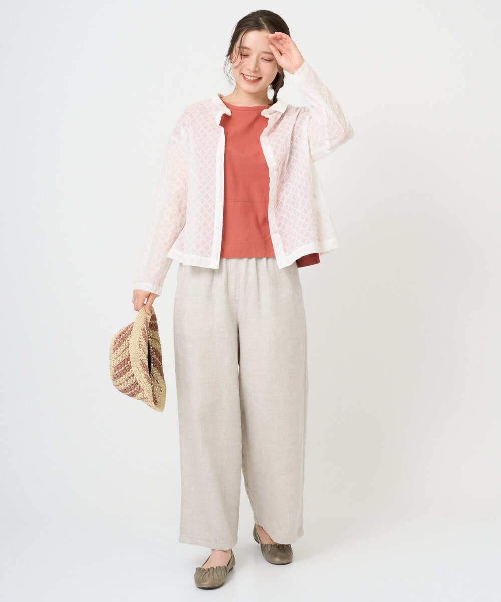 NGBGE45250 GIANNI LO GIUDICE(ジャンニ ロ ジュディチェ) [洗える]塩縮加工ダイヤ柄ブラウス ライトブルー