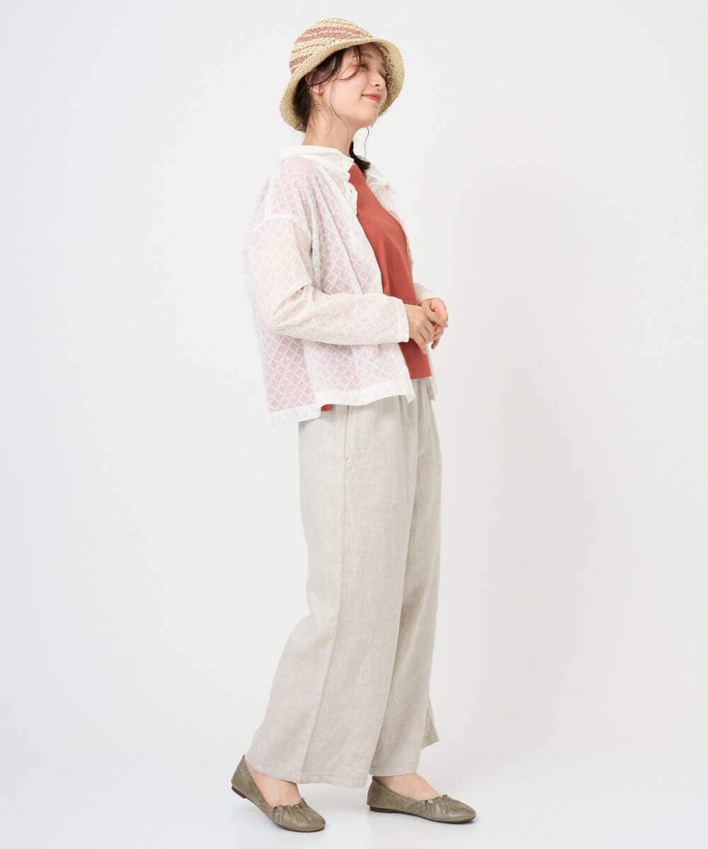 NGBGE45250 GIANNI LO GIUDICE(ジャンニ ロ ジュディチェ) [洗える]塩縮加工ダイヤ柄ブラウス ライトブルー