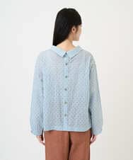 NGBGE45250 GIANNI LO GIUDICE(ジャンニ ロ ジュディチェ) [洗える]塩縮加工ダイヤ柄ブラウス ライトブルー