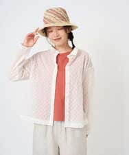 NGBGE45250 GIANNI LO GIUDICE(ジャンニ ロ ジュディチェ) [洗える]塩縮加工ダイヤ柄ブラウス ライトブルー