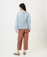 NGBGE45250 GIANNI LO GIUDICE(ジャンニ ロ ジュディチェ) [洗える]塩縮加工ダイヤ柄ブラウス ライトブルー