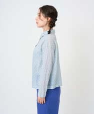 NGBGE45250 GIANNI LO GIUDICE(ジャンニ ロ ジュディチェ) [洗える]塩縮加工ダイヤ柄ブラウス ライトブルー