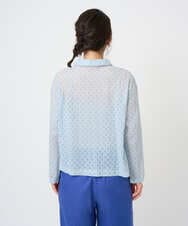 NGBGE45250 GIANNI LO GIUDICE(ジャンニ ロ ジュディチェ) [洗える]塩縮加工ダイヤ柄ブラウス ライトブルー