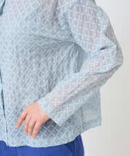 NGBGE45250 GIANNI LO GIUDICE(ジャンニ ロ ジュディチェ) [洗える]塩縮加工ダイヤ柄ブラウス ライトブルー