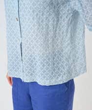 NGBGE45250 GIANNI LO GIUDICE(ジャンニ ロ ジュディチェ) [洗える]塩縮加工ダイヤ柄ブラウス ライトブルー