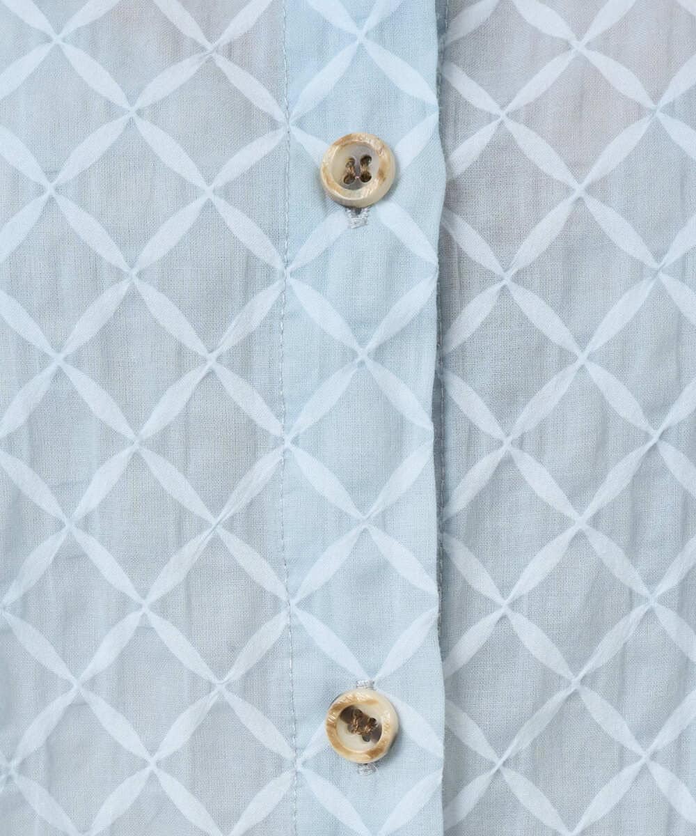 NGBGE45250 GIANNI LO GIUDICE(ジャンニ ロ ジュディチェ) [洗える]塩縮加工ダイヤ柄ブラウス ライトブルー