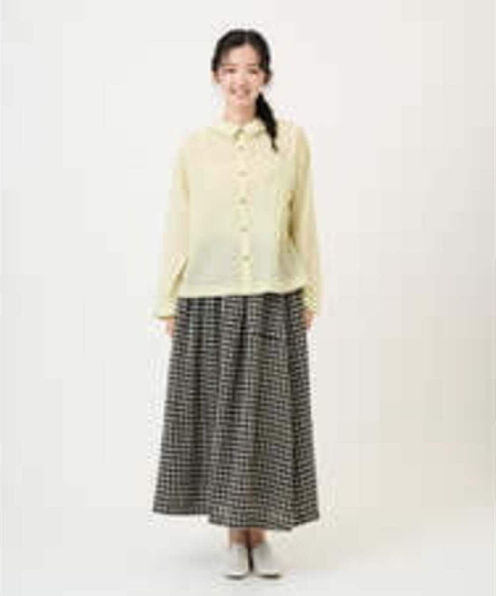 NGBGE45250 GIANNI LO GIUDICE(ジャンニ ロ ジュディチェ) [洗える]塩縮加工ダイヤ柄ブラウス ライトブルー