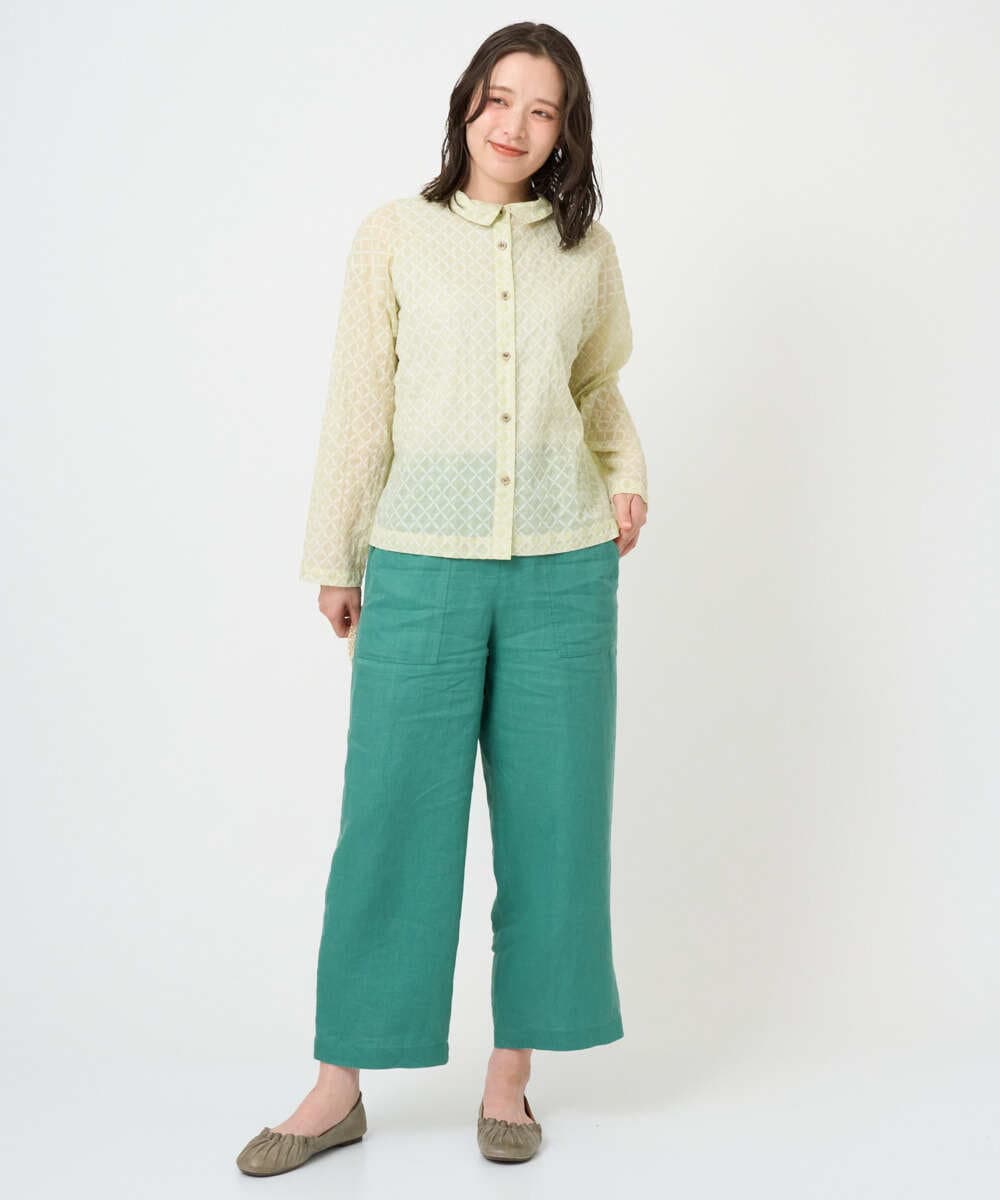 NGBGE45250 GIANNI LO GIUDICE(ジャンニ ロ ジュディチェ) [洗える]塩縮加工ダイヤ柄ブラウス ライトブルー