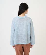 NGBGE45250 GIANNI LO GIUDICE(ジャンニ ロ ジュディチェ) [洗える]塩縮加工ダイヤ柄ブラウス ライトブルー