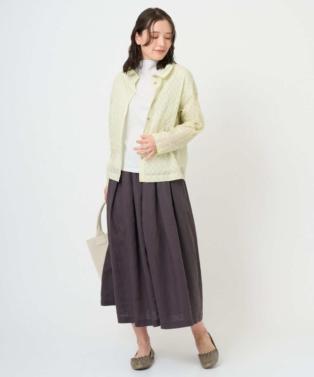 NGBGE45250 GIANNI LO GIUDICE(ジャンニ ロ ジュディチェ) [洗える]塩縮加工ダイヤ柄ブラウス ライトブルー