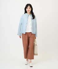 NGBGE45250 GIANNI LO GIUDICE(ジャンニ ロ ジュディチェ) [洗える]塩縮加工ダイヤ柄ブラウス ライトブルー