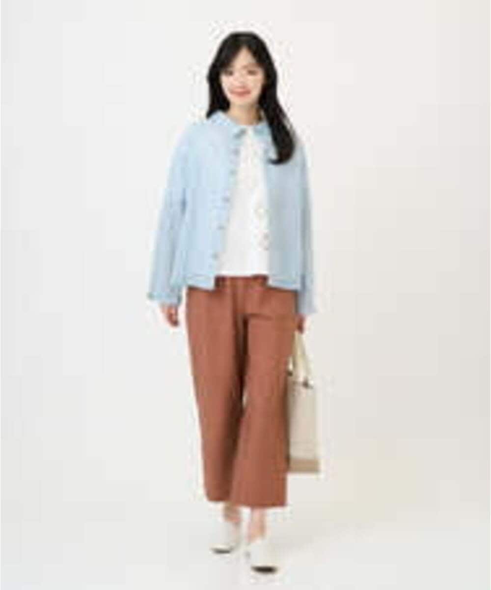 NGBGE45250 GIANNI LO GIUDICE(ジャンニ ロ ジュディチェ) [洗える]塩縮加工ダイヤ柄ブラウス ライトブルー