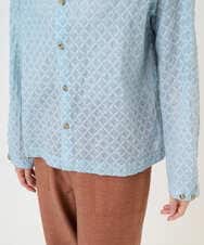 NGBGE45250 GIANNI LO GIUDICE(ジャンニ ロ ジュディチェ) [洗える]塩縮加工ダイヤ柄ブラウス ライトブルー