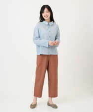 NGBGE45250 GIANNI LO GIUDICE(ジャンニ ロ ジュディチェ) [洗える]塩縮加工ダイヤ柄ブラウス ライトブルー