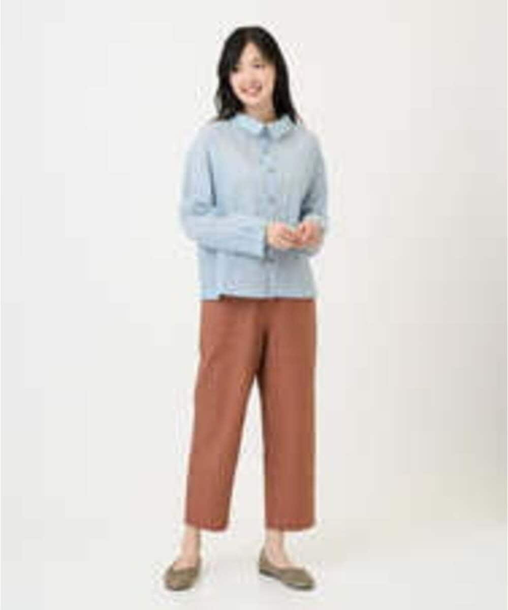 NGBGE45250 GIANNI LO GIUDICE(ジャンニ ロ ジュディチェ) [洗える]塩縮加工ダイヤ柄ブラウス ライトブルー