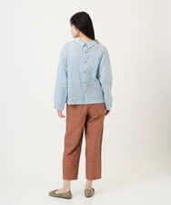 NGBGE45250 GIANNI LO GIUDICE(ジャンニ ロ ジュディチェ) [洗える]塩縮加工ダイヤ柄ブラウス ライトブルー